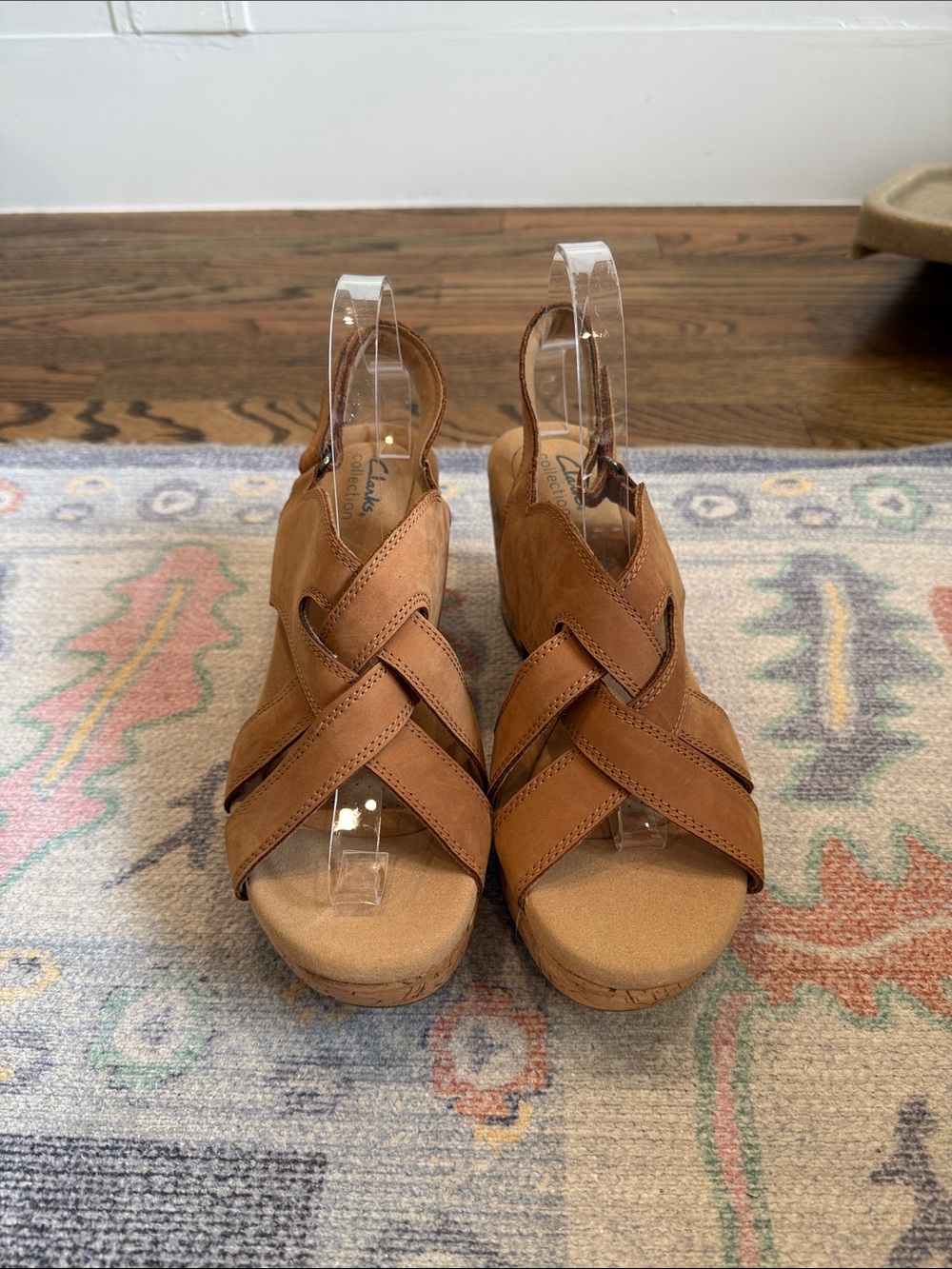 Clarks Women's Tan Elleri Ray Platform Wedge Sandals